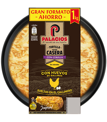 Tortilla receta casera Palacios con cebolla 1 kilo