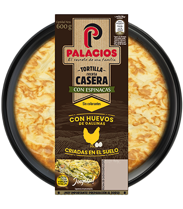 Tortilla receta casera Palacios con espinacas 600gr