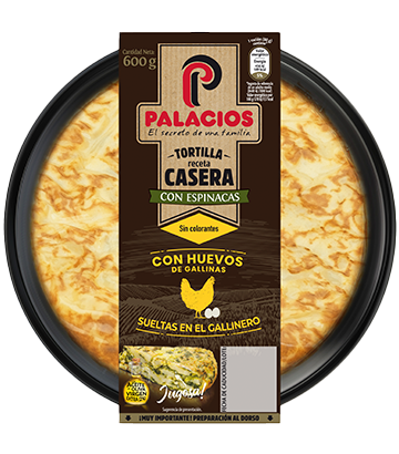 Tortilla receta casera Palacios con espinacas 600gr