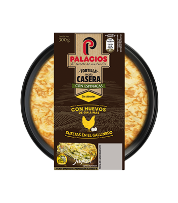 Tortilla receta casera Palacios con espinacas 300gr