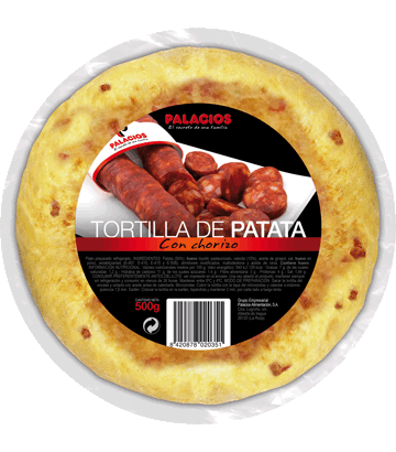 Tortilla española de patata con chorizo rojo mediana 500g