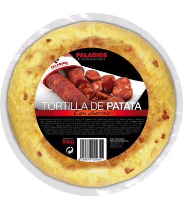 Tortilla espaola de patata con chorizo rojo mediana 500g